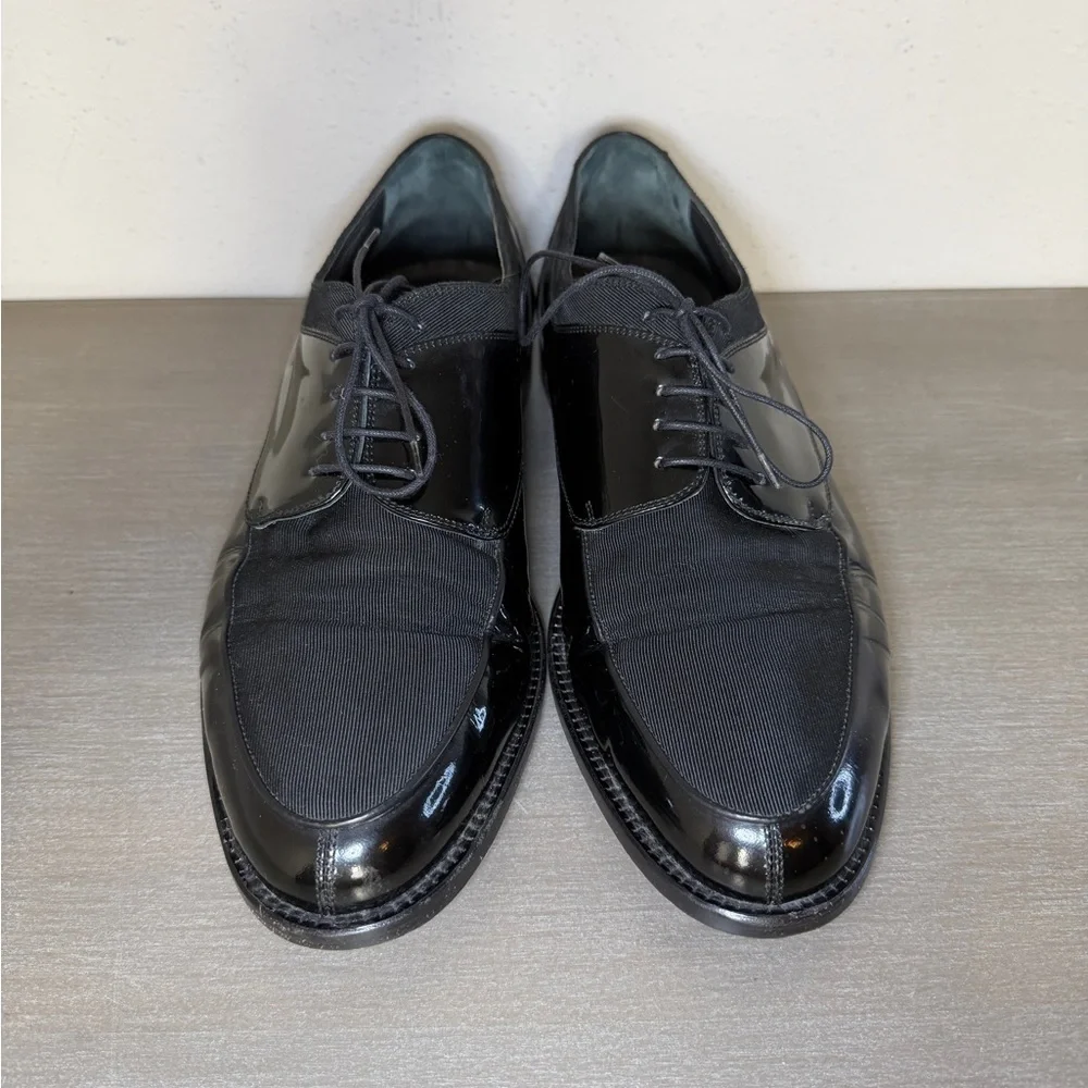 Vintage 80s Cole Haan Made in Italy Black Patent Leather Dress Shoes Size 11.5 D